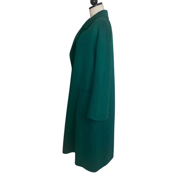 Womens Coat Size Small Green Wrap Robe Pockets Casual Belted Pure Wool - Picture 2 of 12